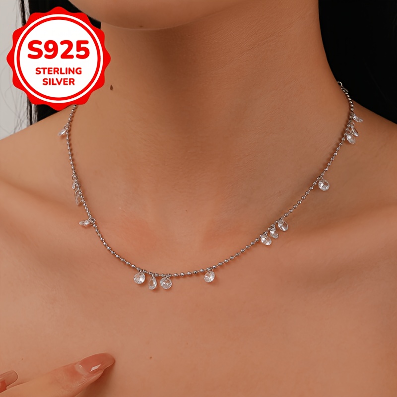 925 Silver Shimmering Galaxy Clavicle Chain Necklace — Daily Wear
